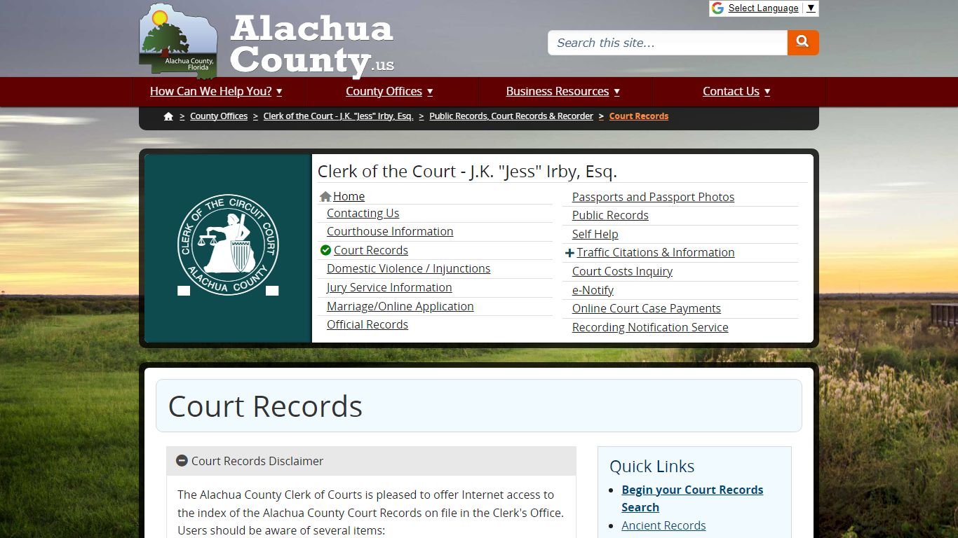 Court Records - Alachua County, Florida