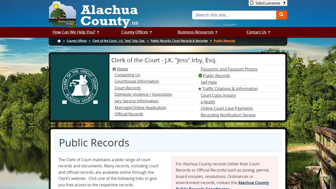 Public Records - Alachua County, Florida